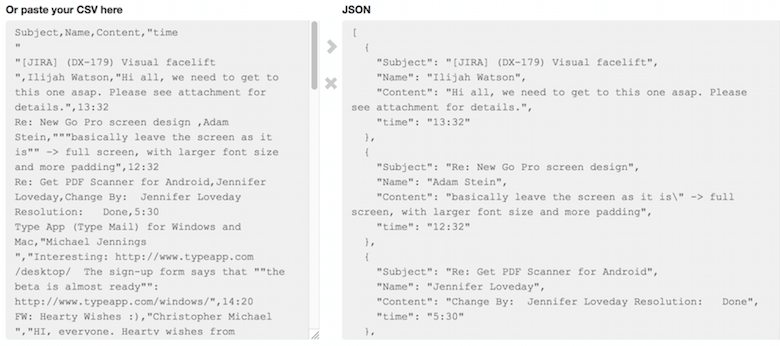 Here’s how CSV looks like, compared to JSON