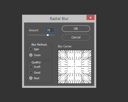Radial Blur Filter Options