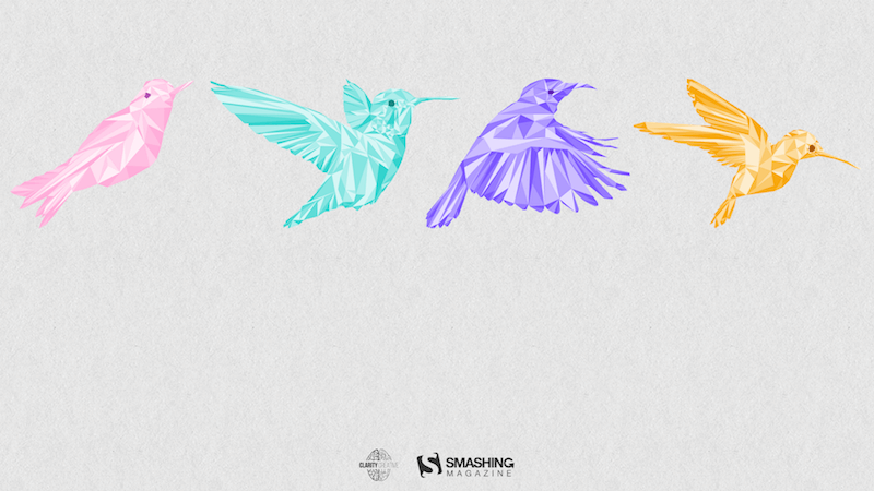 Illustration of four flying birds.