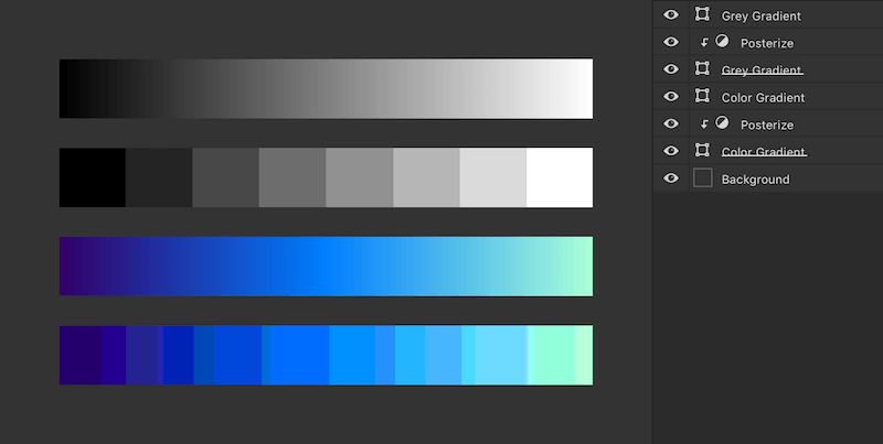 Posterized gradients in Photoshop