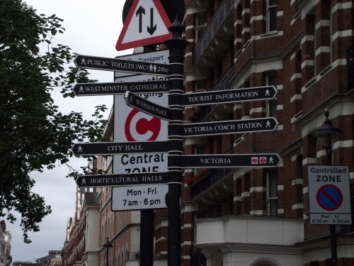 Wayfinding and Typographic Signs - london-directional-signpost