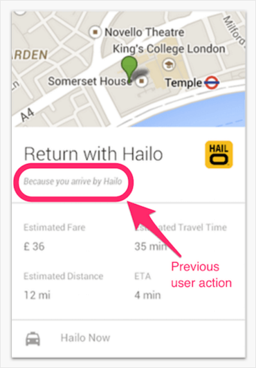 Hailo card promtps user based on previous actions