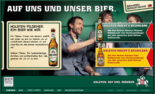 Holsten Pilsener in Showcase of Web Design in Germany