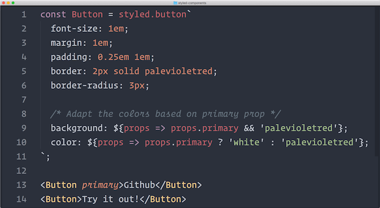 Styled Components - A screenshot of styled-components code