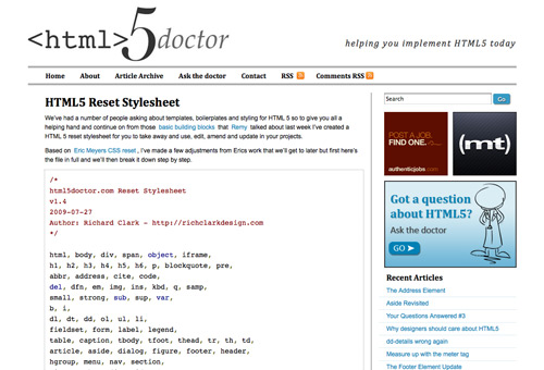 html5doctor's CSS reset
