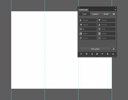 Image of an Illustrator document with a three column grid.