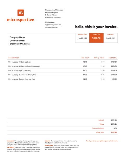 Microspective's invoice