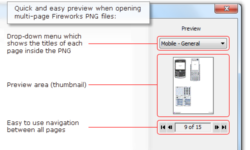 Adobe Fireworks CS5 - open/import dialog