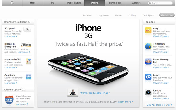 iPhone homepage