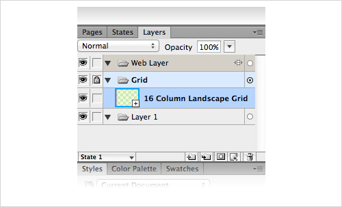 Layers panel, a symbols with the grid inside.