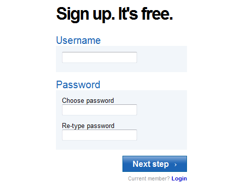 Photobucket sign-up form