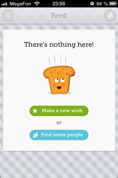 The first screen of the Toast app encourages users to get started.