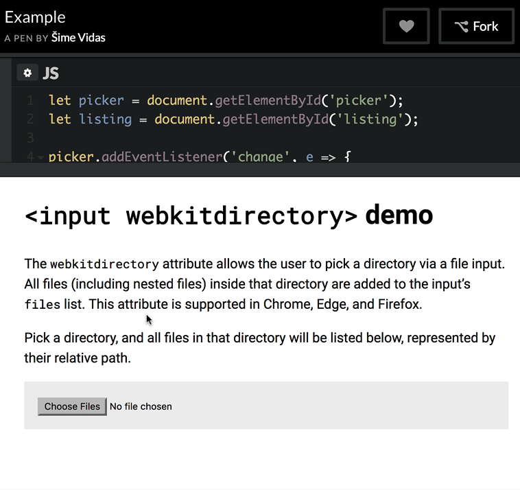 input webkitdirectory