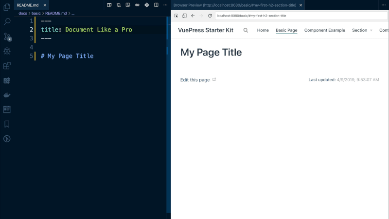 A demo of how the sidebar can be automatically generated through headings