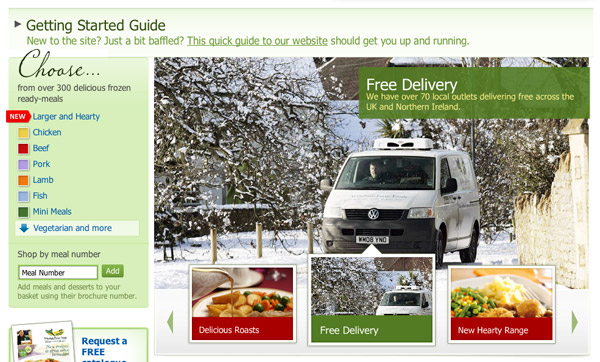 Food delivery van delivering in bad weather