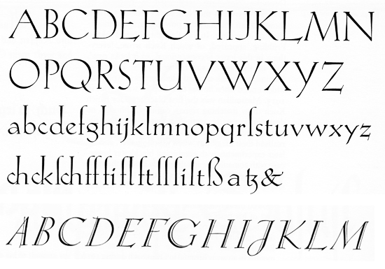 Koch Antiqua: Koch Antiqua, and uppercase letters of the italic.