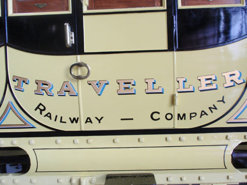 An early passenger carriage built along the lines of a stagecoach.