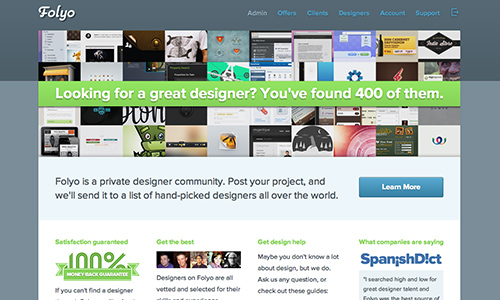 Folyo, a private job board for freelance design projects.
