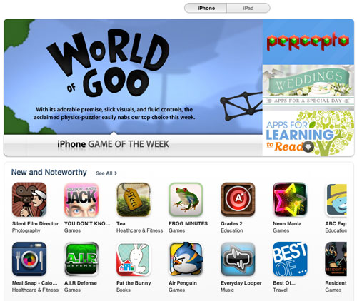 Only a small number of apps are featured on the Apple App Store homepage.