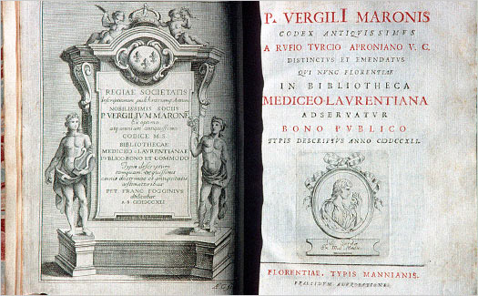 Title page of Joseph Manni's unique edition of Virgil.