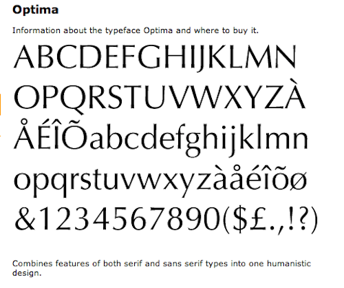 Optima Typeface