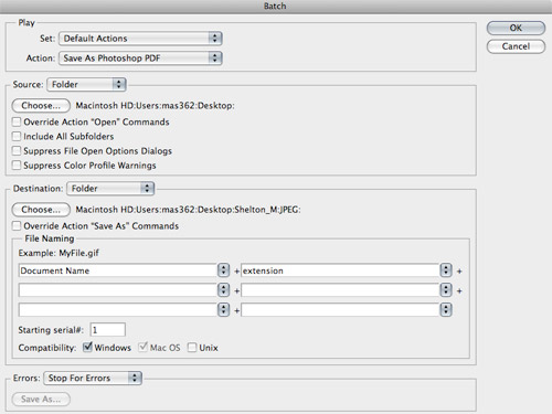 Photoshop batch actions