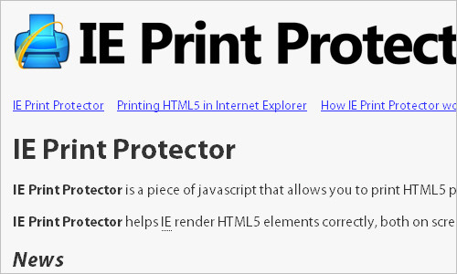 IE Print Protector - ieCSS