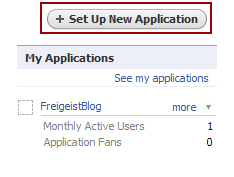 Create a new Facebook application