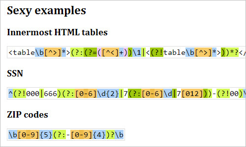 JavaScript Regex Syntax Highlighter