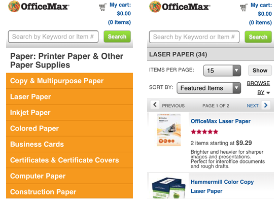 OfficeMax search results