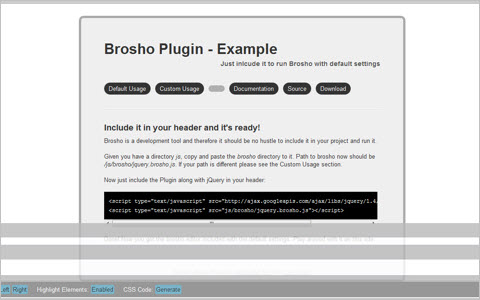 Brosho Plugin: Design from built-in element selector and CSS editor