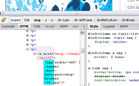 Firebug - screen shot.