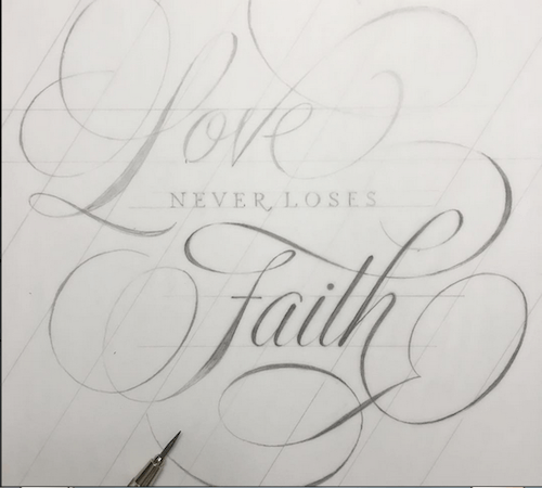 Love never loses faith, hand lettering by Neil Secretario