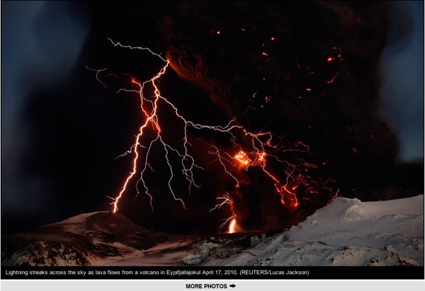 Lightning over mountains