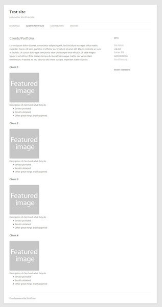 The custom portfolio template.