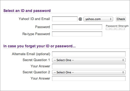 Yahoo Form