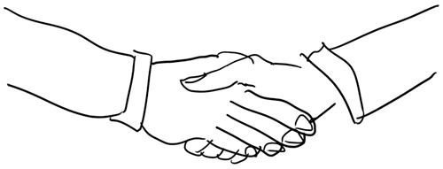 hand drawing showing a handshake