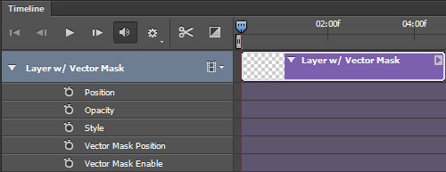 A layer with a vector mask in the timeline