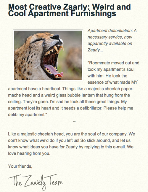 Zaarly Newsletter