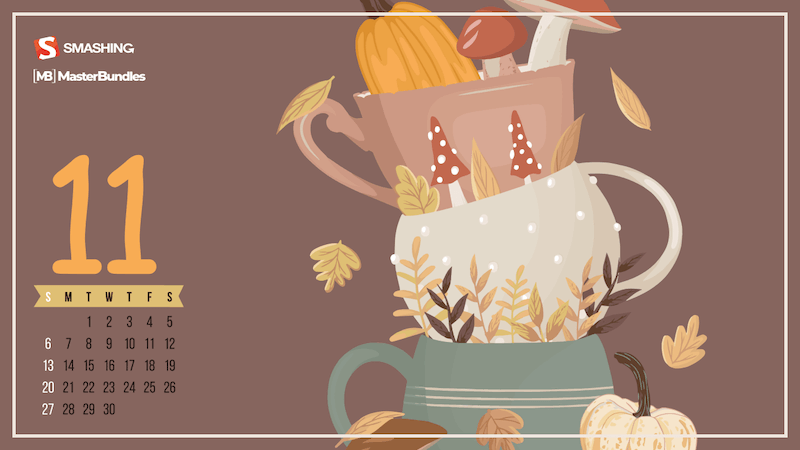 Cozy Autumn Cups And Cute Pumpkins