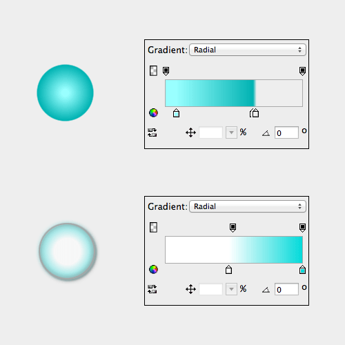 Gradients help to achieve a glass effect.