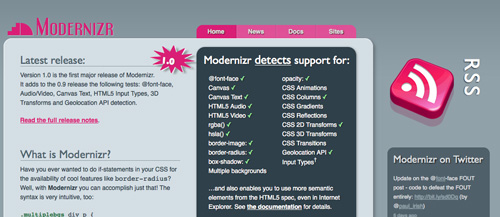 Modernizr homepage