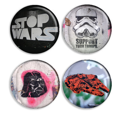 Pins, Badges and Buttons - Stencil Graffiti Button Set - Star Wars Fighters