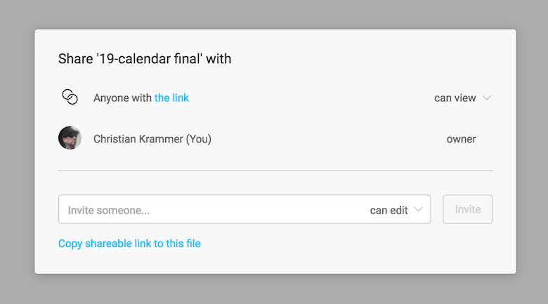 Figma lets you easily share a design with others.