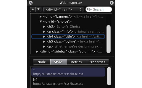 Web Inspector - screen shot.