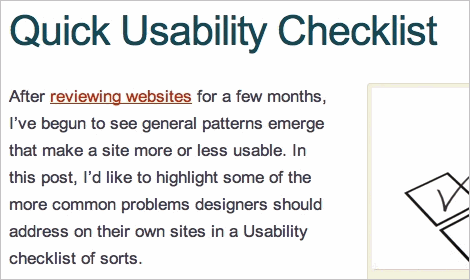 Quick Usability Check List