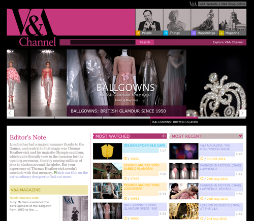 Website of the Victoria and Albert Museum.