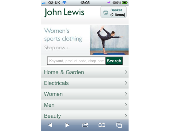 John Lewis - Mobile site