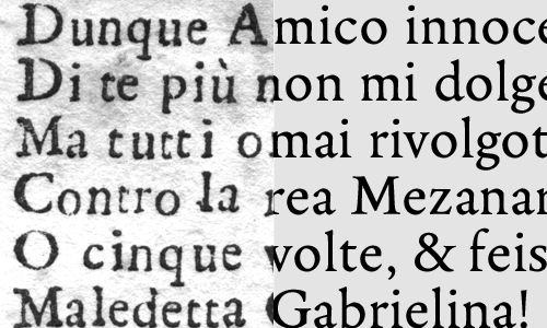 The original typeface as it was printed, compared to the final version of Legitima