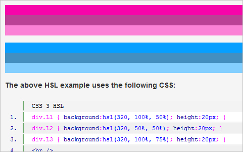 CSS3 HSL and HSLA